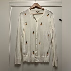 NWOT Loft pineapple cardigan